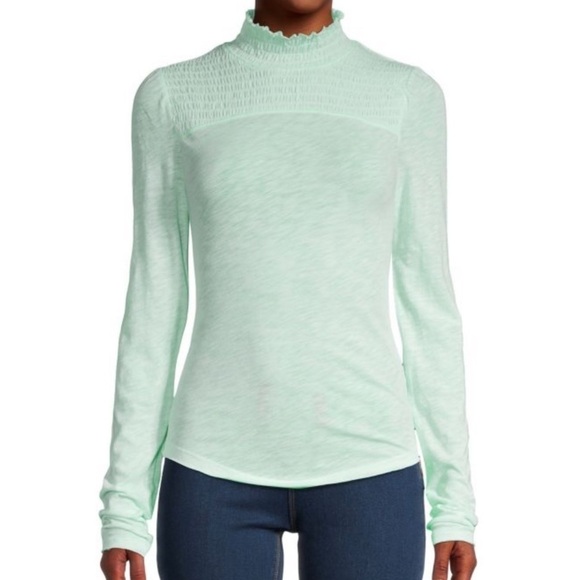 NWT Free People Iced Aqua Long Sleeve Turtleneck Top - Picture 1 of 14